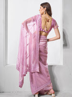 Thumbnail for Monjolika Fashion Light Purple Chiffon Embroidered Trendy Saree