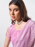 Thumbnail for Monjolika Fashion Light Purple Chiffon Embroidered Trendy Saree
