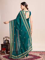 Thumbnail for Monjolika Fashion Rama Vichitra Silk Classic Saree with Embroidered Work