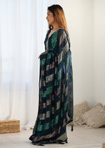 Thumbnail for Monjolika Fashion Georgette Sequins Teal Blue Color Classic Saree - Distacart
