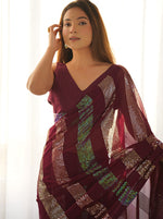 Thumbnail for Monjolika Fashion Georgette Sequins Maroon Color Classic Saree