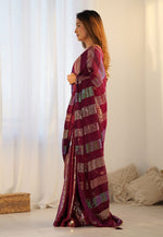 Thumbnail for Monjolika Fashion Georgette Sequins Maroon Color Classic Saree