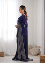 Thumbnail for Monjolika Fashion Blue Georgette Party Wear Saree with Sequins Work