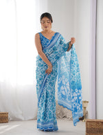 Thumbnail for Monjolika Fashion Chinon Digital Print Classic Saree in Light Blue
