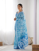 Thumbnail for Monjolika Fashion Chinon Digital Print Classic Saree in Light Blue