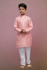 Thumbnail for Raivat Ethnic Cotton Digital Print Kids Kurta Pajama In Peach Colour - Distacart