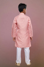 Thumbnail for Raivat Ethnic Cotton Digital Print Kids Kurta Pajama In Peach Colour - Distacart