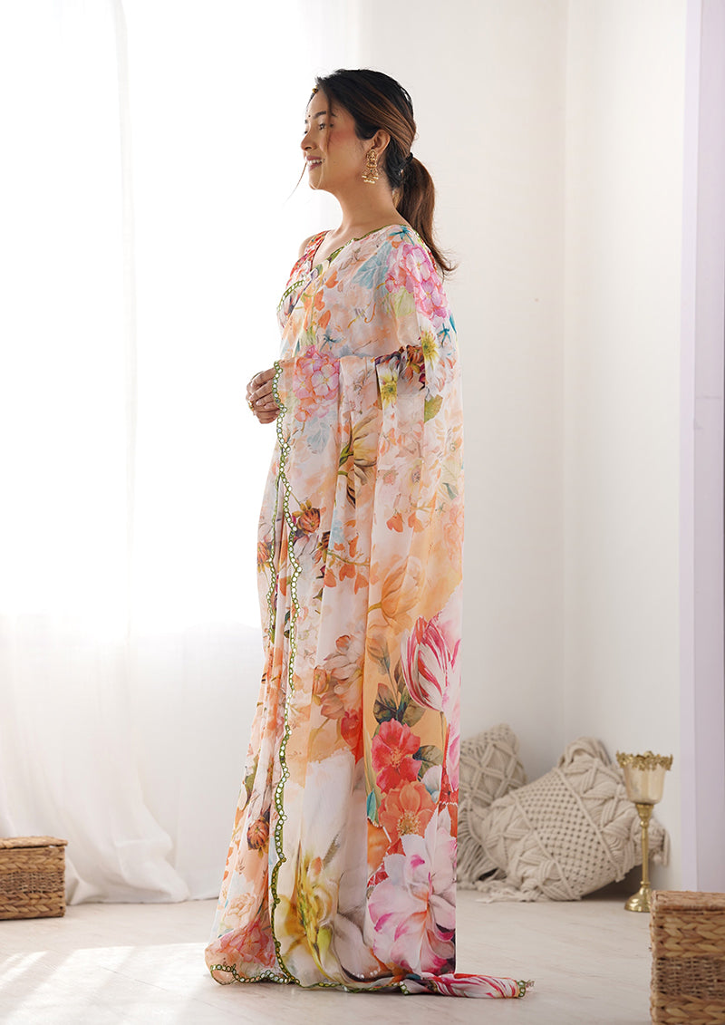 Monjolika Fashion Chinon Digital Print Classic Saree in Multi