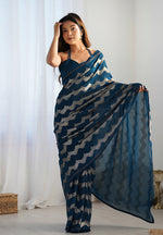 Thumbnail for Monjolika Fashion Morpeach Sequins Work Georgette Trendy Saree