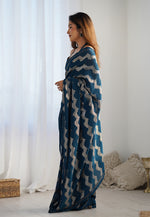 Thumbnail for Monjolika Fashion Morpeach Sequins Work Georgette Trendy Saree