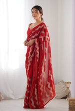 Thumbnail for Monjolika Fashion Red Sequins Work Georgette Trendy Saree