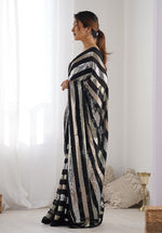 Thumbnail for Monjolika Fashion Sequins Work Black Georgette Festival Party Wear Saree
