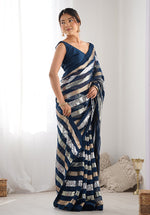 Thumbnail for Monjolika Fashion Sequins Work Morpeach Georgette Festival Party Wear Saree