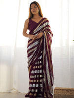 Thumbnail for Monjolika Fashion Sequins Work Wine Georgette Festival Party Wear Saree