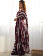 Thumbnail for Monjolika Fashion Sequins Work Wine Georgette Festival Party Wear Saree