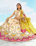 Thumbnail for Monjolika Fashion Ivory & Yellow Silk Heavy Embroidered Wedding Lehenga Choli