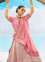 Thumbnail for Monjolika Fashion Pink Silk Sequins Trendy Reception Lehenga Choli