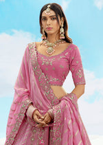 Thumbnail for Monjolika Fashion Embroidered Onion Pink Silk Reception Lehenga Choli