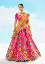 Thumbnail for Monjolika Fashion Rani Pink Silk Embroidered Reception Lehenga Choli