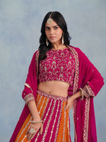 Thumbnail for Monjolika Fashion Rani Pink Embroidered Faux Georgette Lehenga Choli