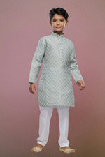 Thumbnail for Raivat Ethnic Cotton Digital Print Kids Kurta Pajama In Pista Green Colour - Distacart