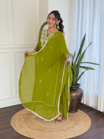 Thumbnail for The52 Gorgeous Chikankari Work with Pure Cotton Fabric Straight Kurta, Pant and Dupatta Set