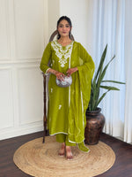 Thumbnail for The52 Gorgeous Chikankari Work with Pure Cotton Fabric Straight Kurta, Pant and Dupatta Set