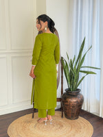 Thumbnail for The52 Gorgeous Chikankari Work with Pure Cotton Fabric Straight Kurta, Pant and Dupatta Set