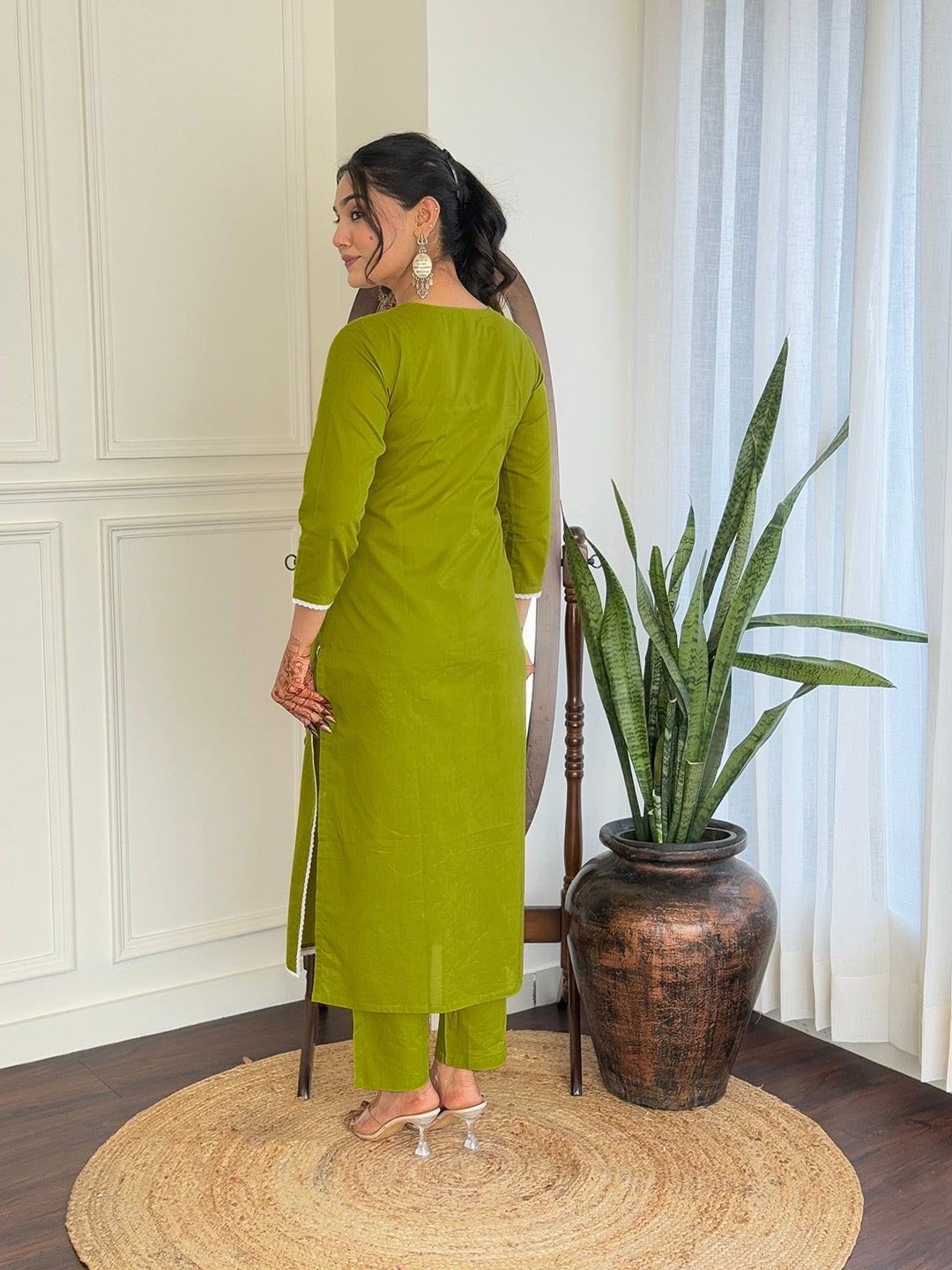 The52 Gorgeous Chikankari Work with Pure Cotton Fabric Straight Kurta, Pant and Dupatta Set