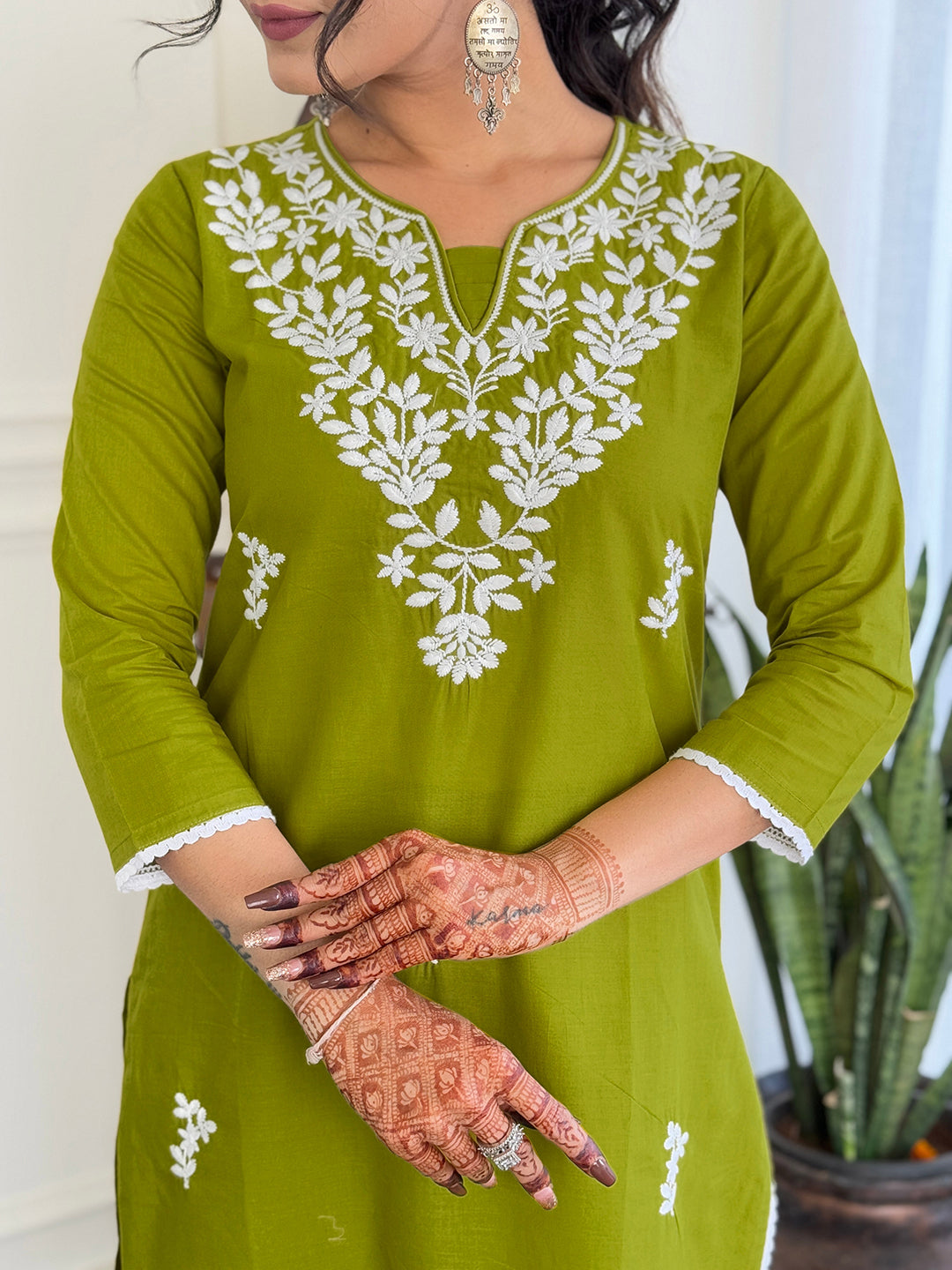 The52 Gorgeous Chikankari Work with Pure Cotton Fabric Straight Kurta, Pant and Dupatta Set