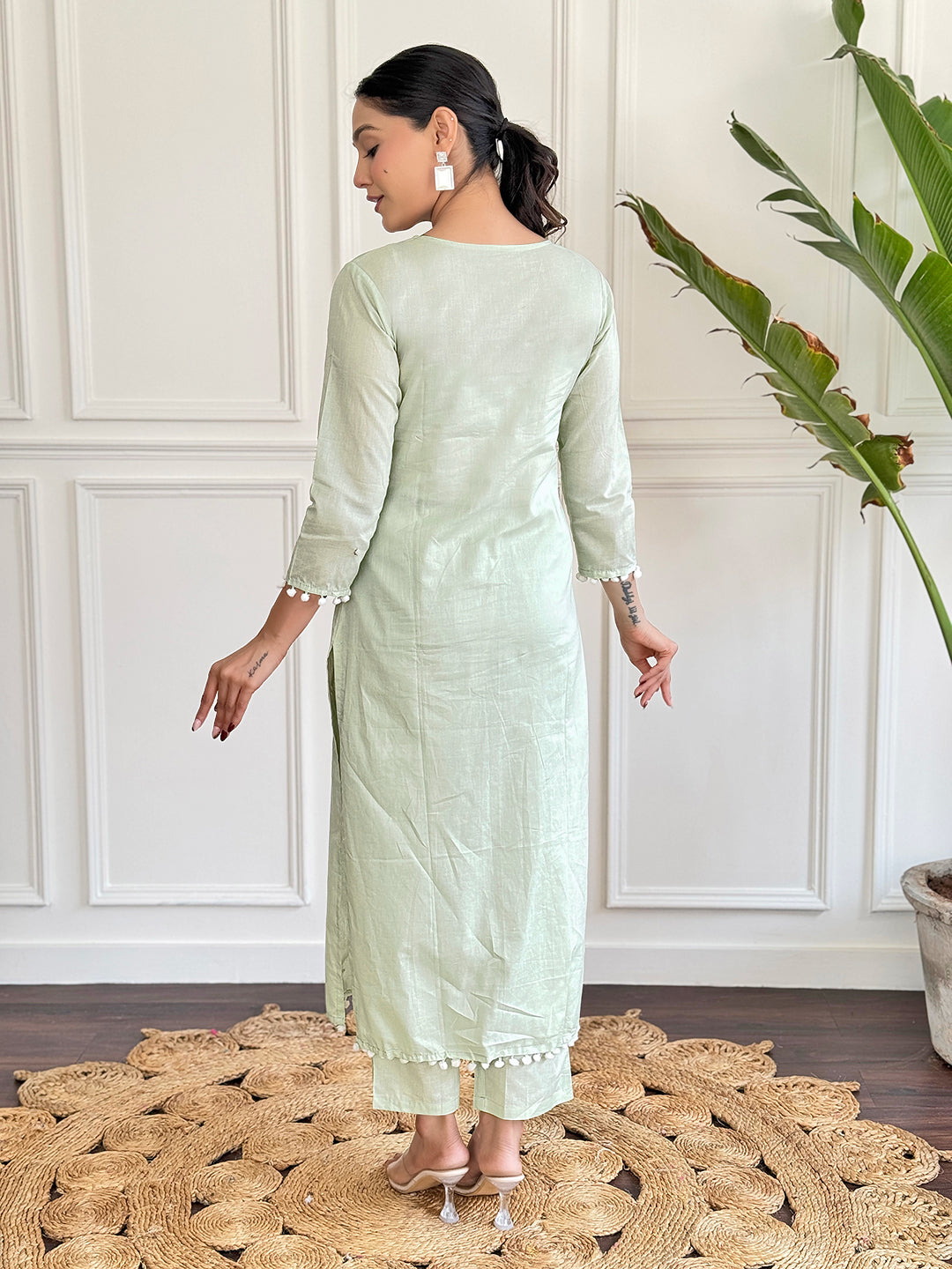 The52 Gorgeous Chikankari Work with Pure Cotton Fabric Straight Kurta, Pant and Dupatta Set