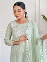 Thumbnail for The52 Gorgeous Chikankari Work with Pure Cotton Fabric Straight Kurta, Pant and Dupatta Set