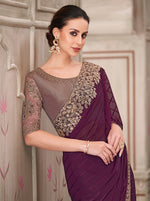 Thumbnail for Monjolika Fashion Wine Georgette Silk Embroidered Sequins Contemporary Saree
