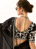 Thumbnail for Monjolika Fashion Black Embroidered Sequins Sangeet Tissue Classic Saree