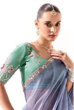 Thumbnail for Monjolika Fashion Tissue Light Lavender Embroidered Border Contemporary Saree