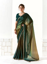 Thumbnail for Monjolika Fashion Embroidered Sequins Tissue Organza Contemporary Saree in Dark Teal - Distacart