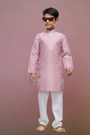 Raivat Ethnic Cotton Digital Print Kids Kurta Pajama In Onion Pink Colour - Distacart