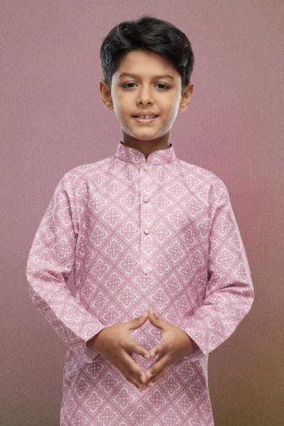 Raivat Ethnic Cotton Digital Print Kids Kurta Pajama In Onion Pink Colour - Distacart