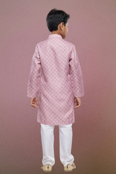 Raivat Ethnic Cotton Digital Print Kids Kurta Pajama In Onion Pink Colour - Distacart