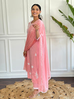 Thumbnail for The52 Chikankari Work with Pure Cotton Fabric Straight Kurta, Pant and Dupatta Set