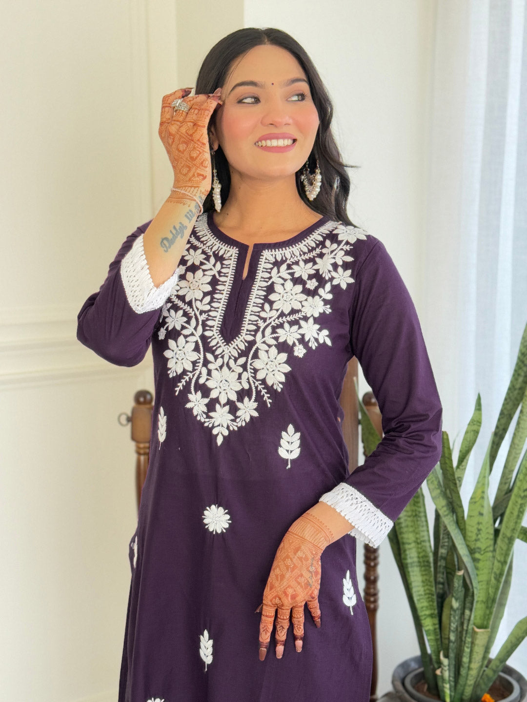 The52 Chikankari Work with Pure Cotton Fabric Straight Kurta, Pant and Dupatta Set