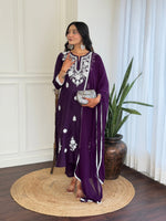 Thumbnail for The52 Chikankari Work with Pure Cotton Fabric Straight Kurta, Pant and Dupatta Set