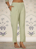 Thumbnail for Ode by House of Pataudi Floral Embroidered Thread Work Straight Kurta with Trousers - Distacart