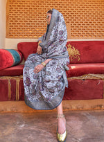 Thumbnail for Monjolika Fashion Light Lavender And Grey Floral Print Silk Blend Saree