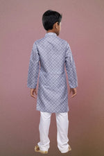 Thumbnail for Raivat Ethnic Cotton Digital Print Kids Kurta Pajama In Grey Colour - Distacart