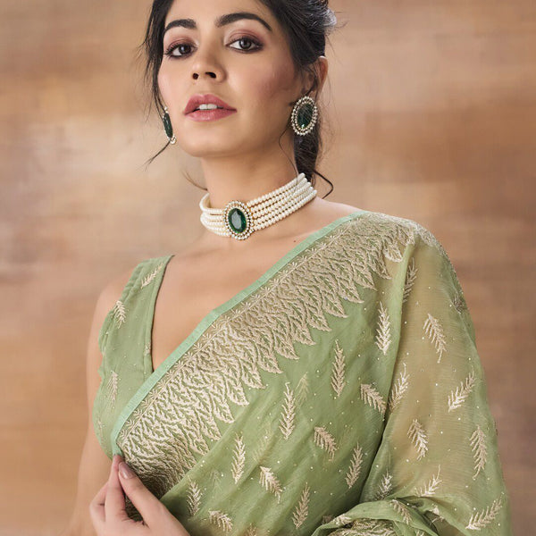 kasee Floral Embroidered Art Silk Saree - Distacart