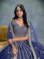 Thumbnail for Monjolika Fashion Art Silk Embroidered Blue Designer Lehenga Choli