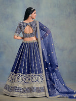 Thumbnail for Monjolika Fashion Art Silk Embroidered Blue Designer Lehenga Choli