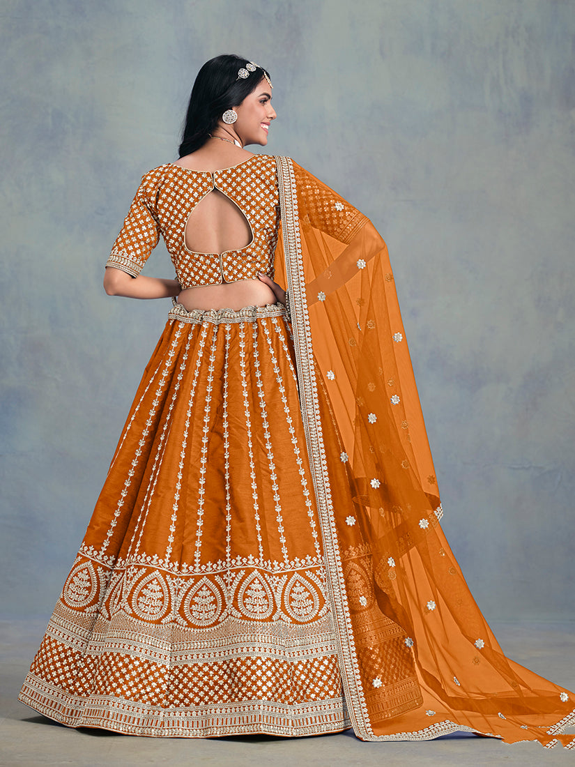 Monjolika Fashion Art Silk Embroidered Purple Designer Lehenga Choli