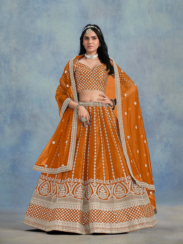 Monjolika Fashion Art Silk Embroidered Purple Designer Lehenga Choli